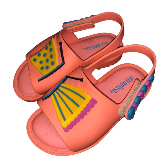 Mini Melissa Mia Fabula Butterfly and Caterpillar Coral Sandals - Picture 2 of 13